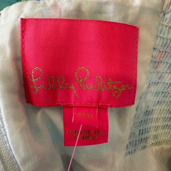 Lilly Pulitzer Katelyn blue & pink floral tropical spaghetti strap a line dress - Picture 8 of 11